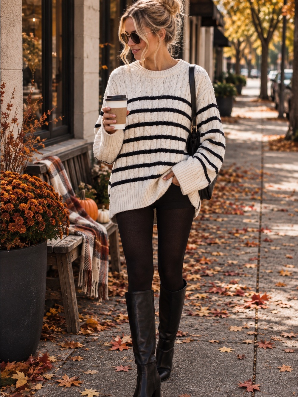 Philosophy Cable Knit Striped Sweater | Coastal Grandmother Nautical Knit